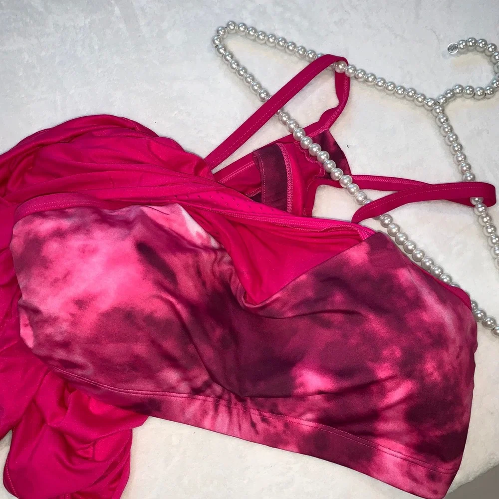 Nike Pink Racerback Swim Tankini Top with White Swoosh